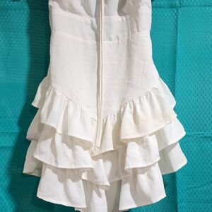 Elegant White Ruffled Mini Dress